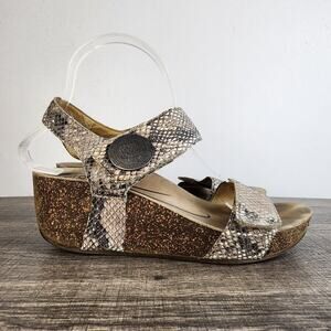 Abeo B.I.O. System Wedge Sandal Size 8 Brown Snakeskin Leather Summer Comfort